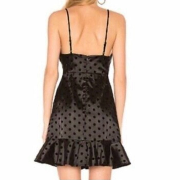 BY THE WAY Revolve Black Mini Dress Velvet Polka Dot Twist Front Size XXS - Picture 3 of 15
